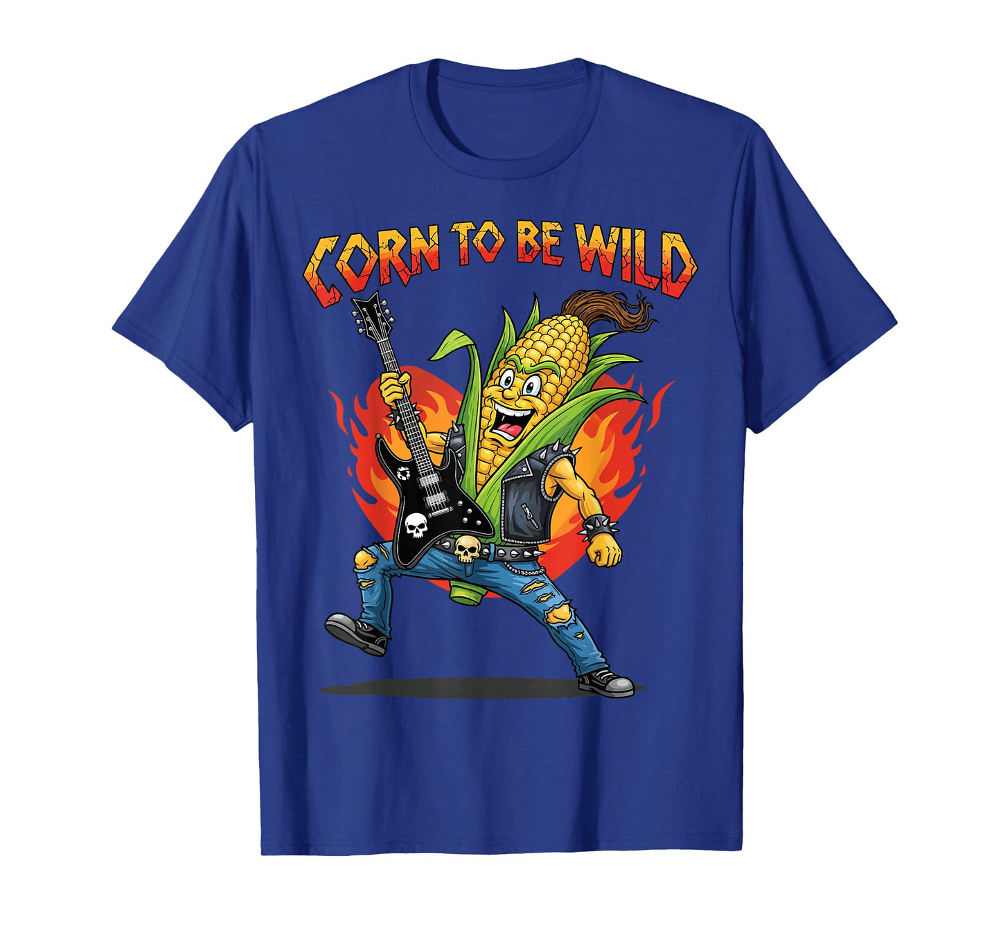 Corn to Be Wild Guitar Rocker Corn Cob Pun Funny Foodie T-Shirt