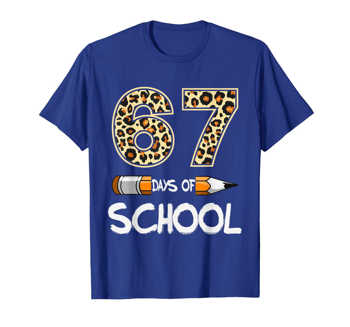 6 7 Meme Six Seven Leopard Teacher Kids 67 Days of School T-Shirt