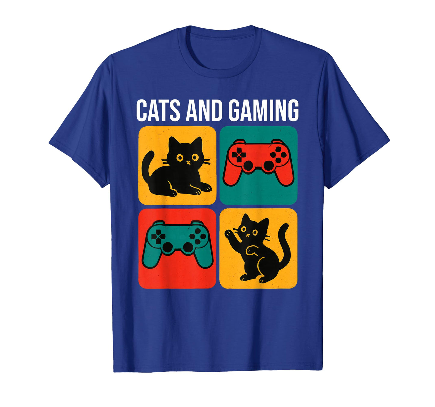 Cats And Gaming Funny Cat Lover Gamer Retro T-Shirt