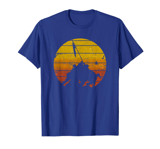 Iwo Jima Flag Raising Sunrise Vintage Military T-Shirt
