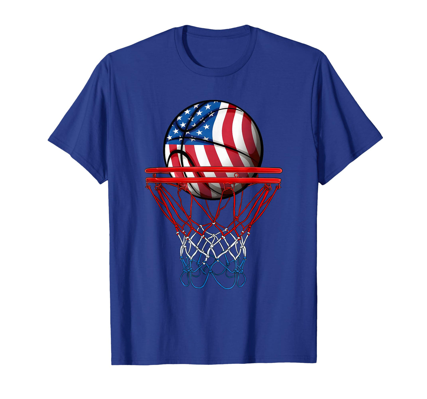 Basketball American Patriotic 4th of July US Flag Men Boys T-Shirt