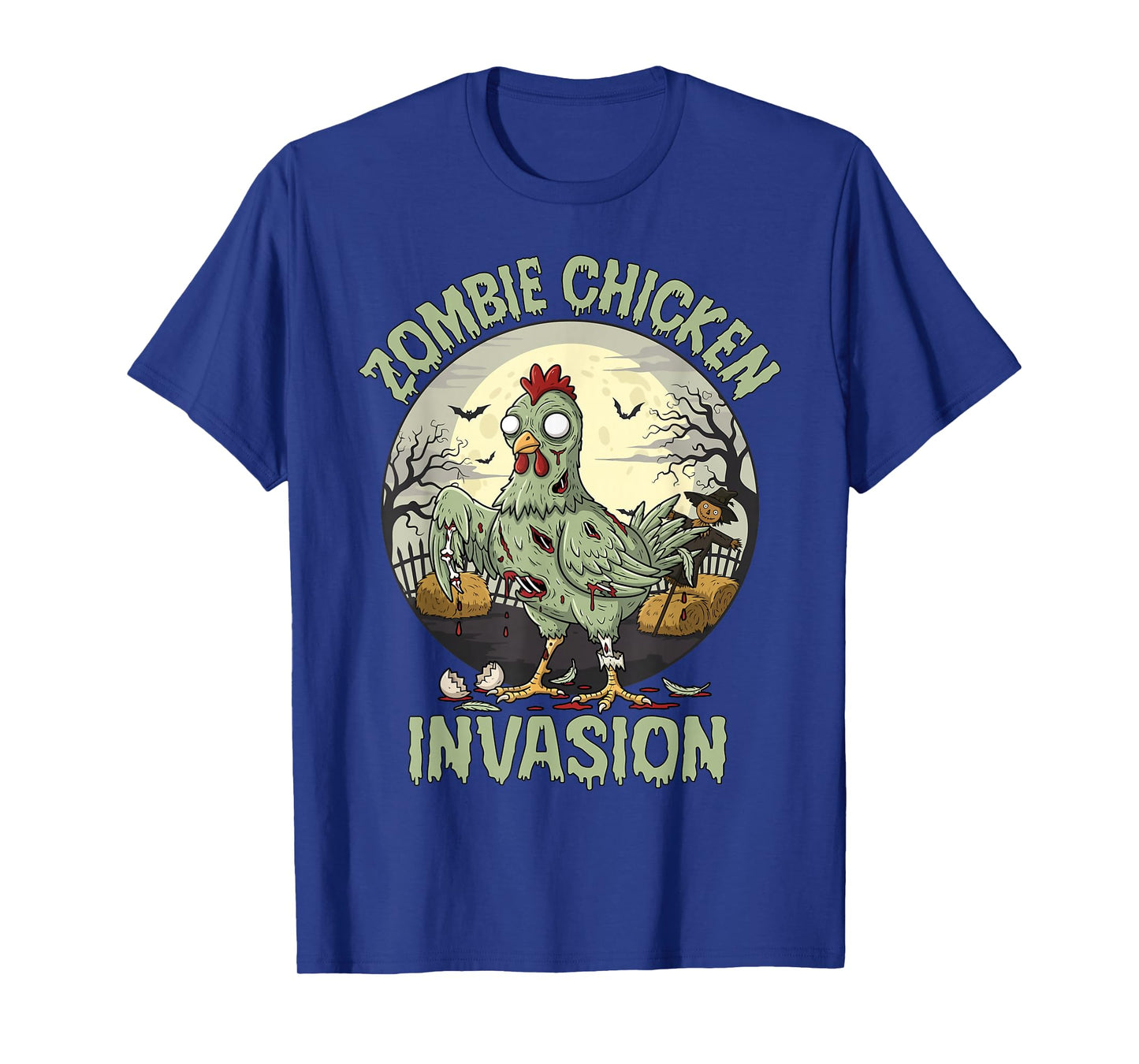 Zombie Chicken Invasion Funny Halloween T-Shirt