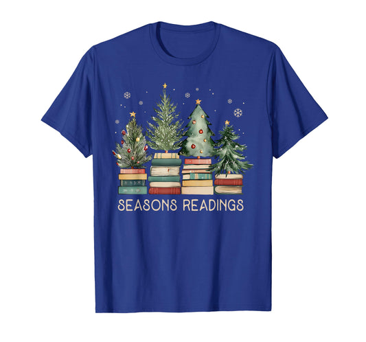 Christmas Book Tree Teacher Xmas Librarian Seasons Readings T-Shirt