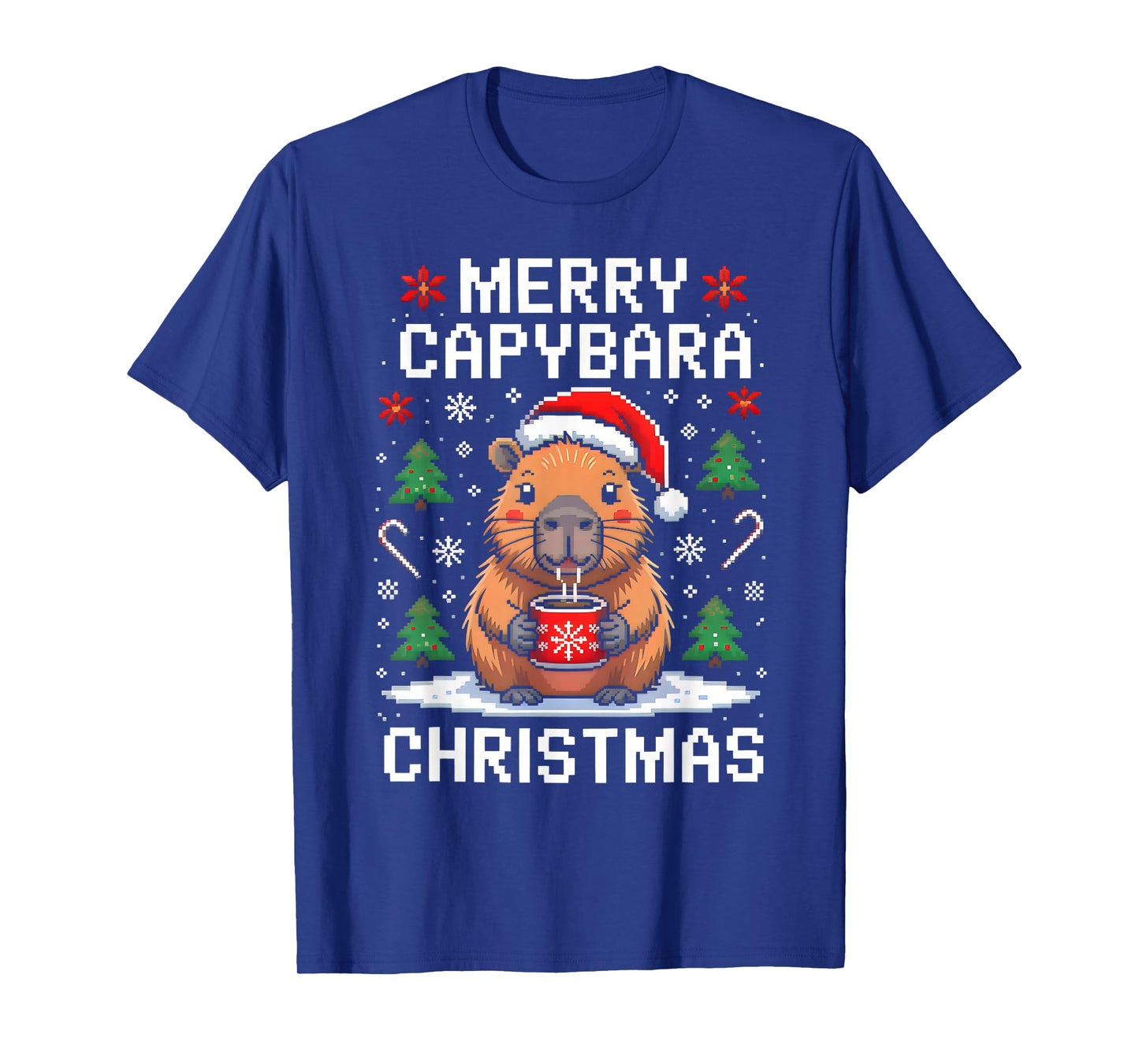Merry Capybara Christmas Funny Capybara Lover Xmas Men Women T-Shirt