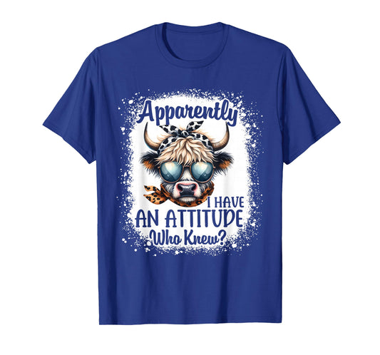 Apparently I Have An Attitude Who Knew Bleached Highland Cow T-Shirt