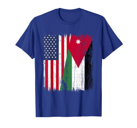 America Jordan Half Flag American Jordanian Roots T-Shirt
