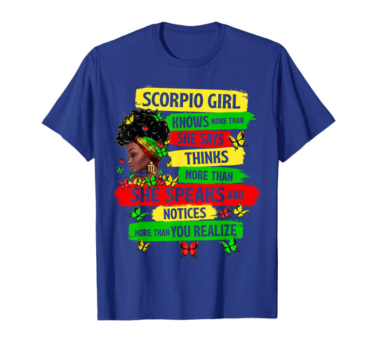 Proud Scorpio Girl Melanin Zodiac Birthday Black Women T-Shirt