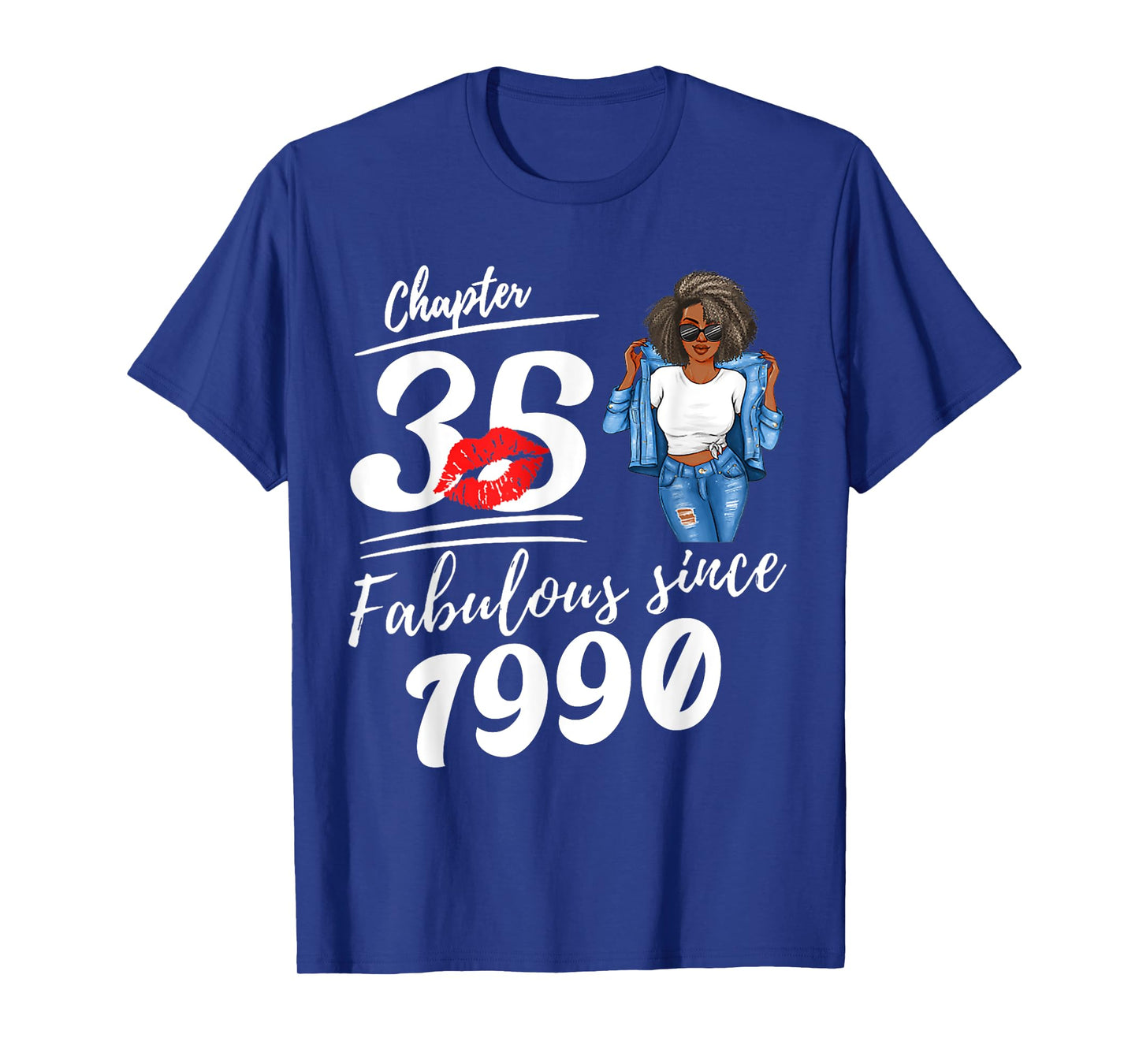 Chapter 35 Fabulous Since 1990 35th Birthday Afro Black Girl T-Shirt