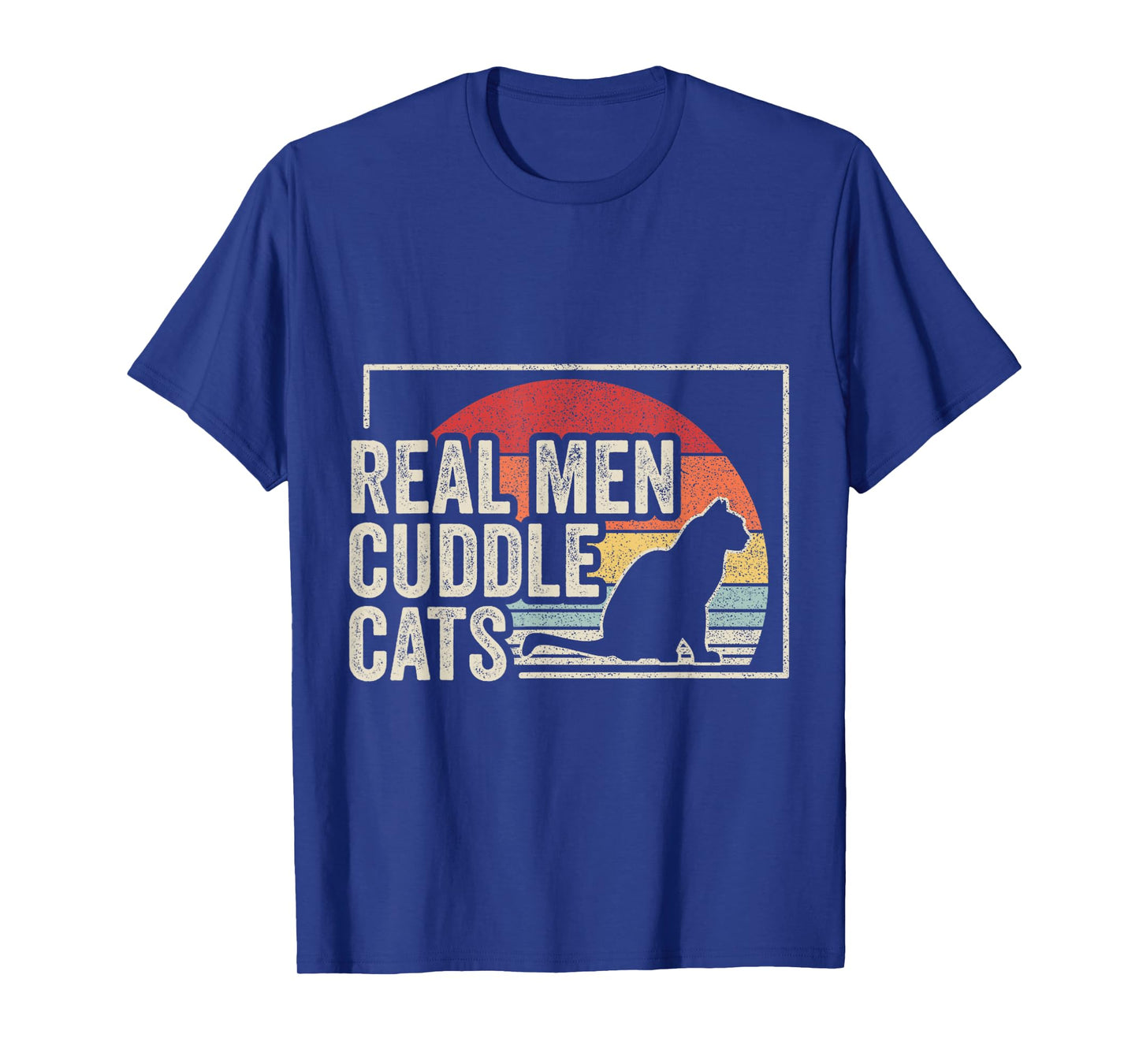 Retro Vintage Real Men Cuddle Cats Funny Cat T-Shirt