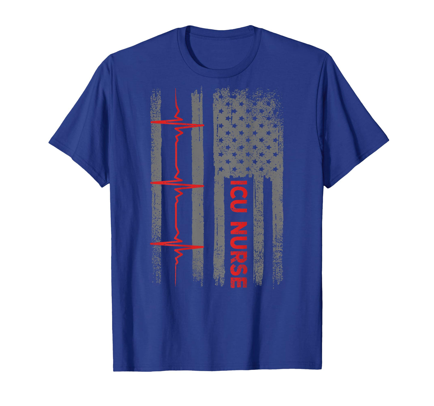 ICU Nurse Critical Care Medical USA American Flag Vintage T-Shirt for Women Men