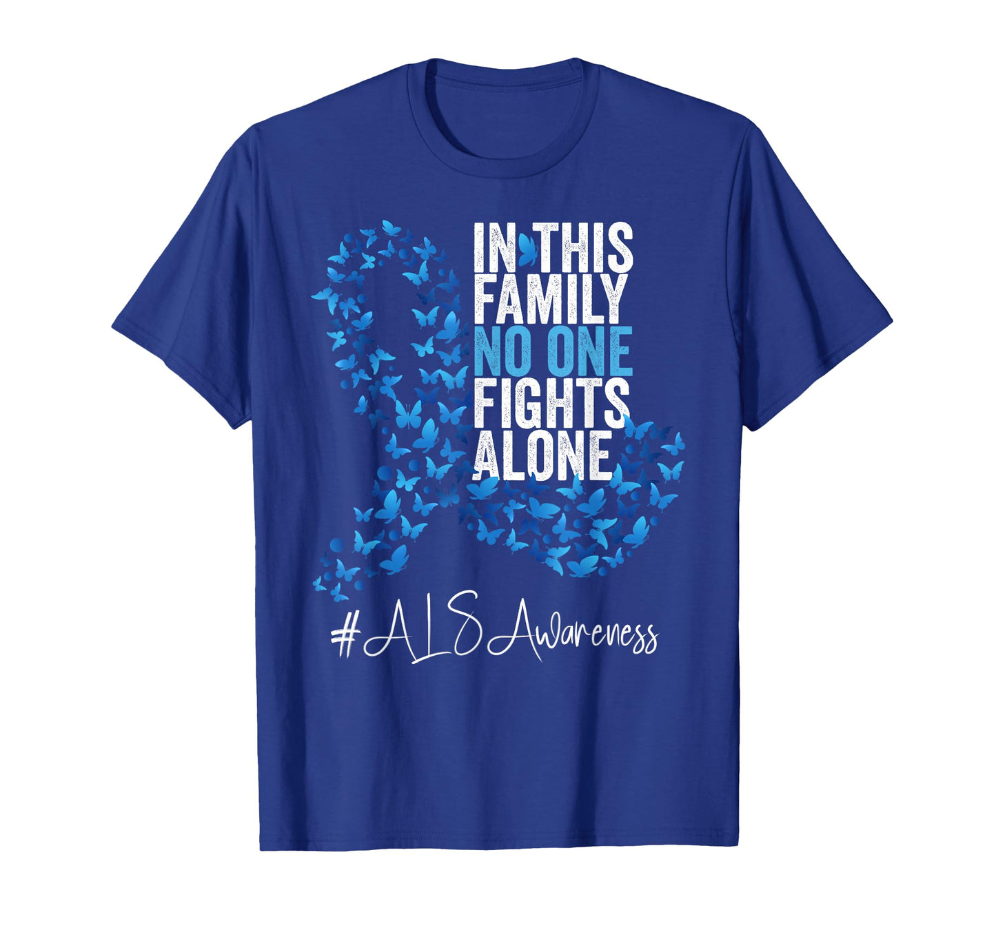 ALS Awareness Month Blue Ribbon Butterflies T-Shirt