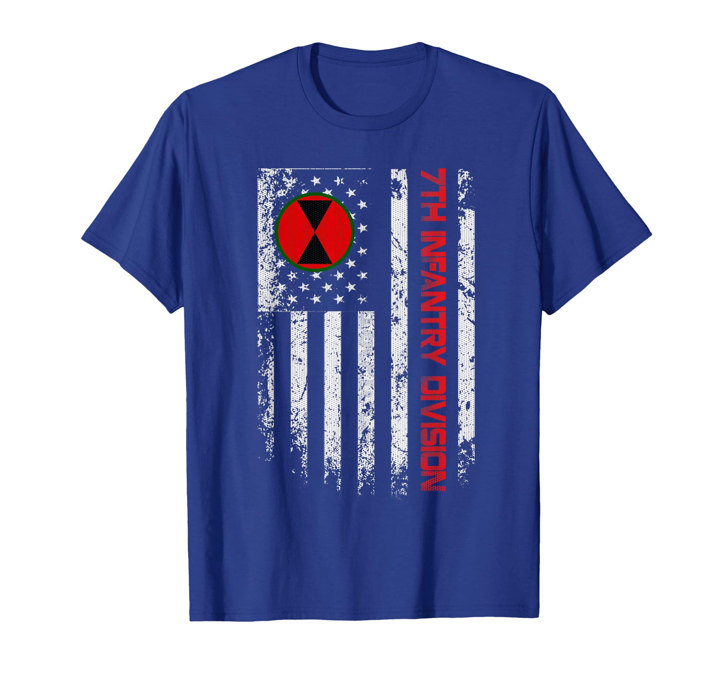7th Infantry Division Vintage USA Flag Military Veterans Day T-Shirt