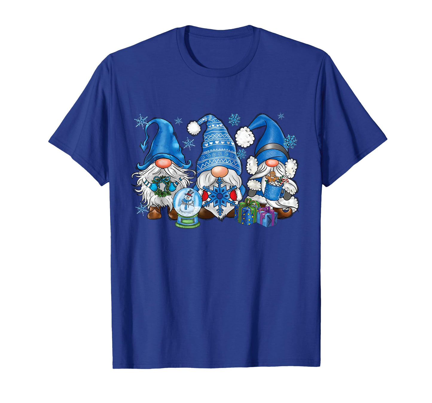Snowman Gnomes in Blue Merry Christmas Gnomies Hello Winter T-Shirt