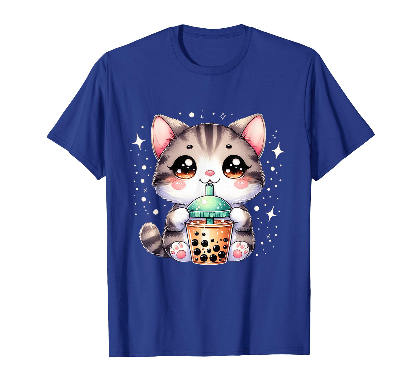 Cute Cat Boba Tea Girl Women Japanese Anime Graphic T-Shirt