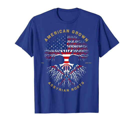 American Grown With Assyrian Roots Tree USA Flag Gifts Idea T-Shirt