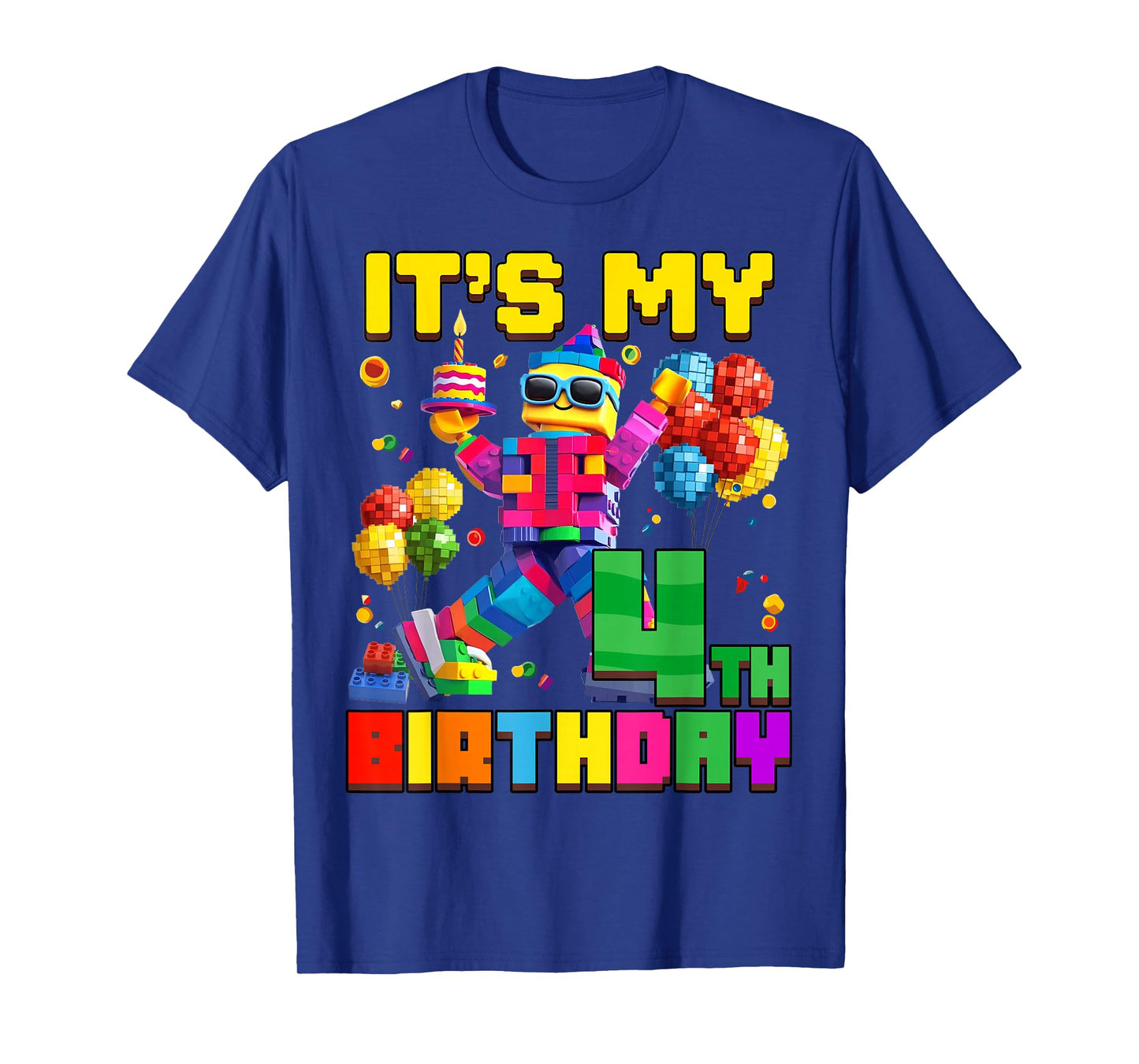 Its My 4th Fourth Birthday Building Brick 4 Years Old Boys T-Shirt