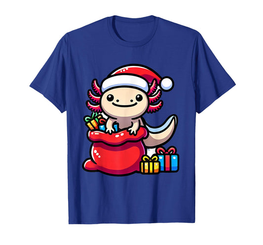 Funny Axolotl Christmas shirt Santa Hat Xmas Outfit kids T-Shirt