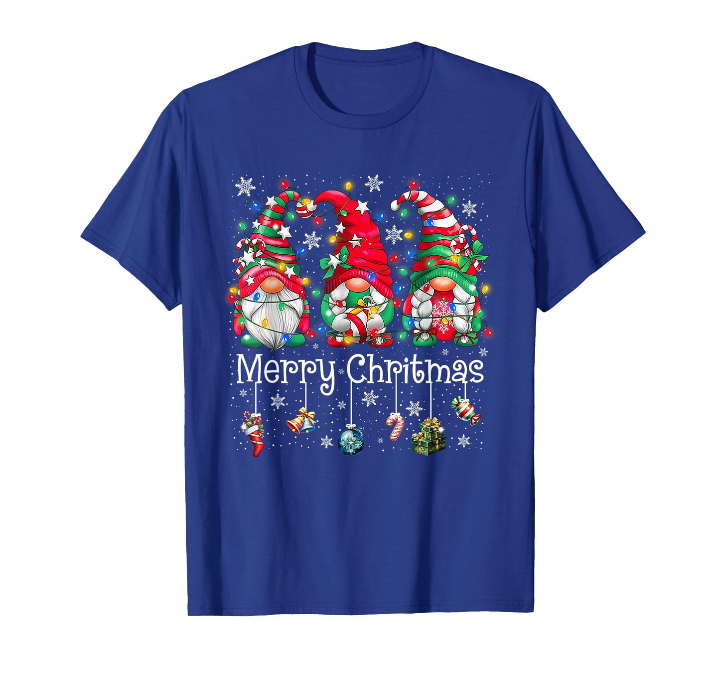 Cute Gnomes Merry Christmas Light Family Gnome Xmas Matching T-Shirt