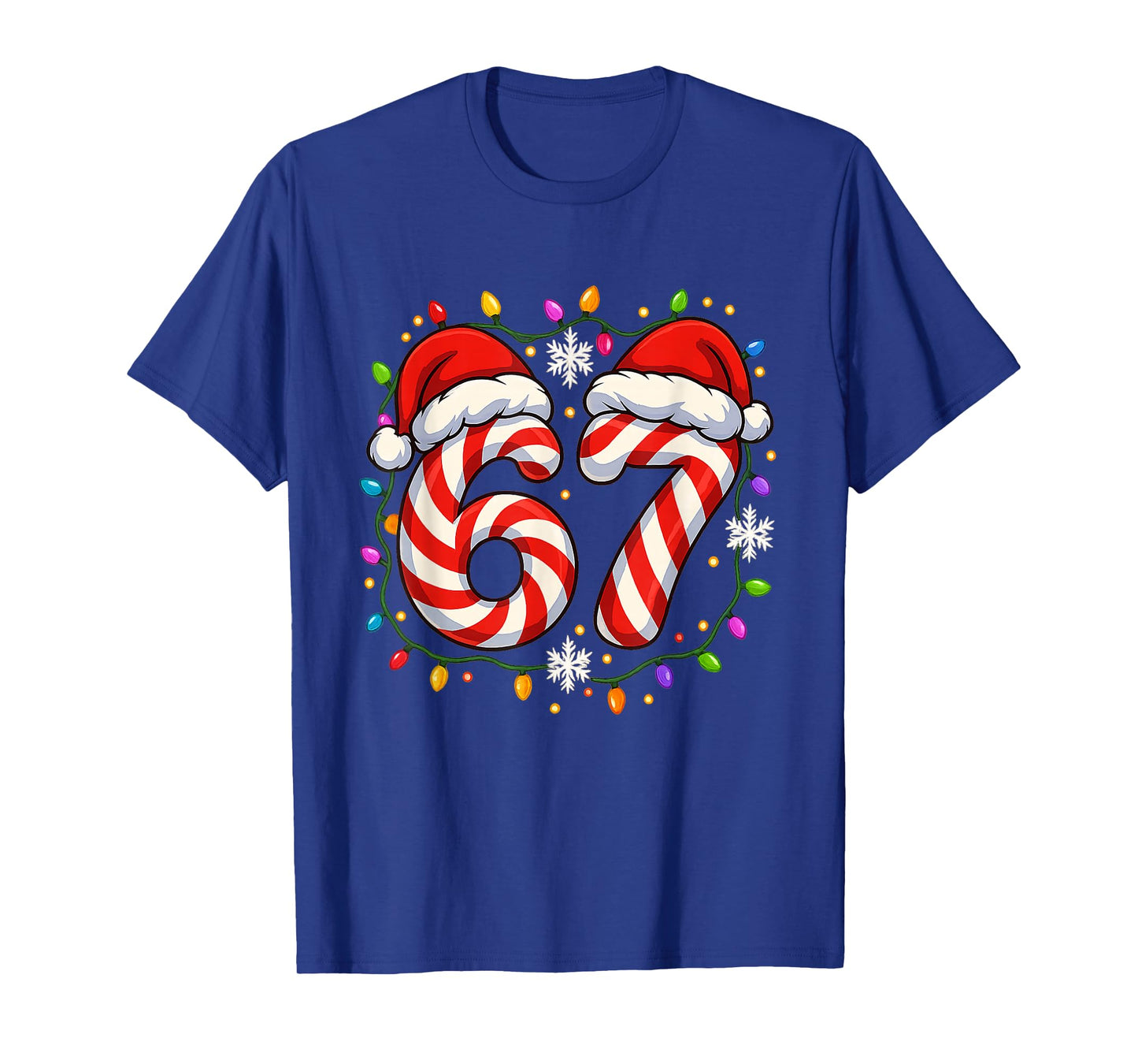 67 Candy Cane Santa Christmas Funny Xmas Lights T-Shirt