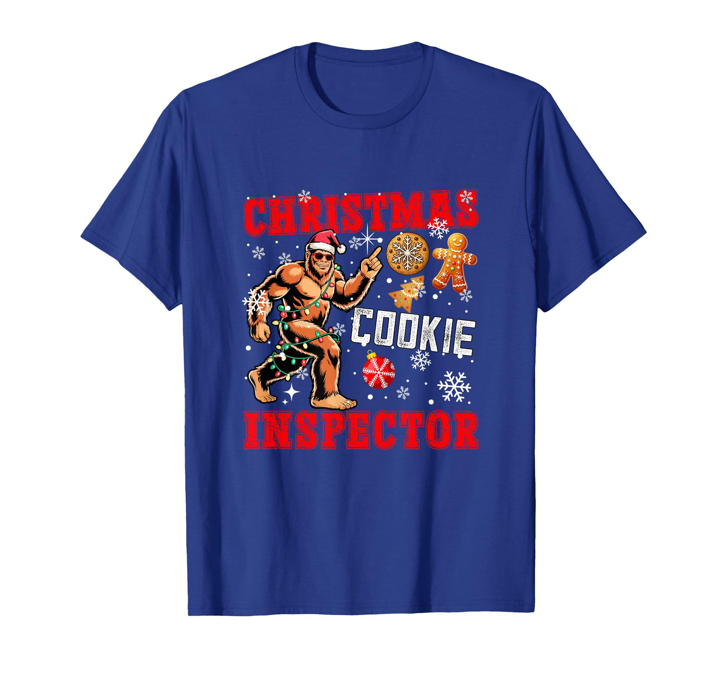 Christmas Cookie Inspector Xmas Santa Bigfoot Funny Baker T-Shirt
