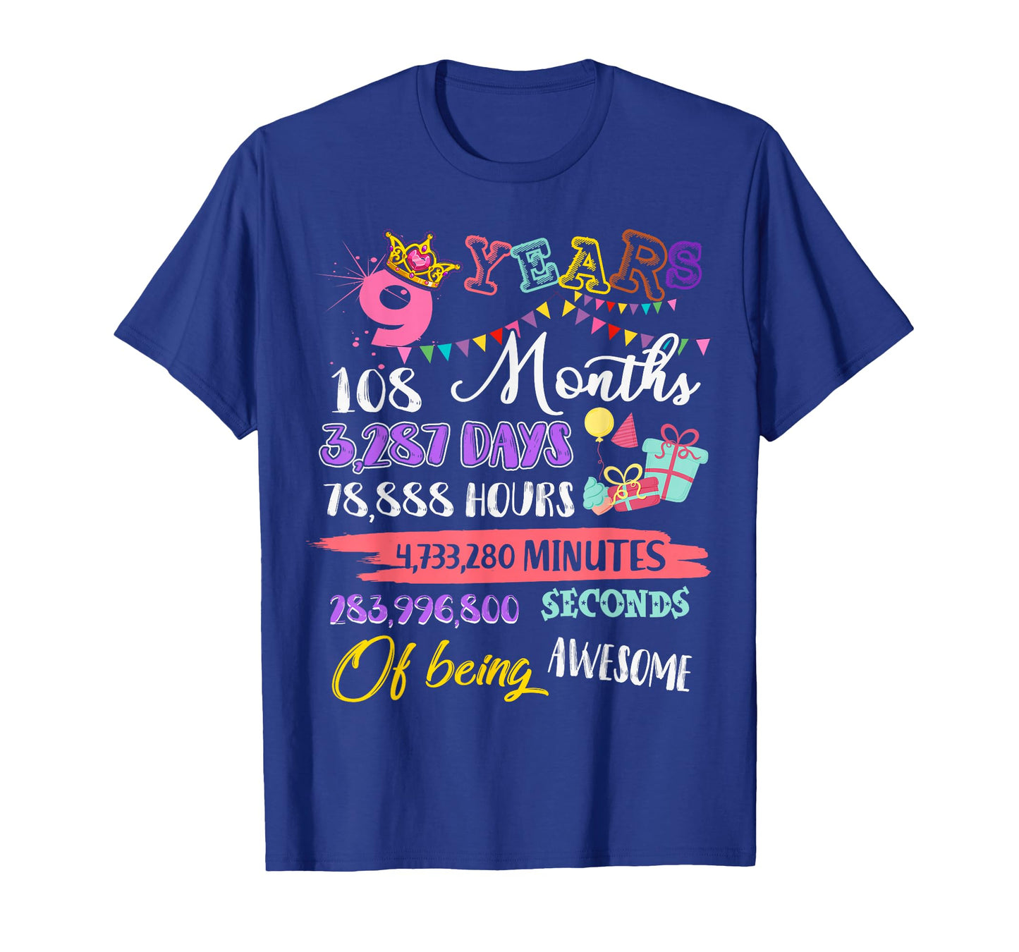 9th Birthday for Girls 9 Years Old Being Awesome Gift T-Shirt