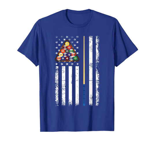 Men American Flag Billiards Vintage Pool Player 4th of july T-Shirt