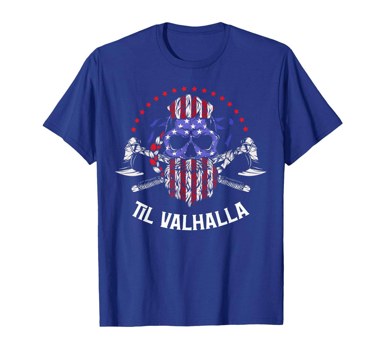 Til Valhalla American Viking, Odin Norse Man US Flag T-Shirt
