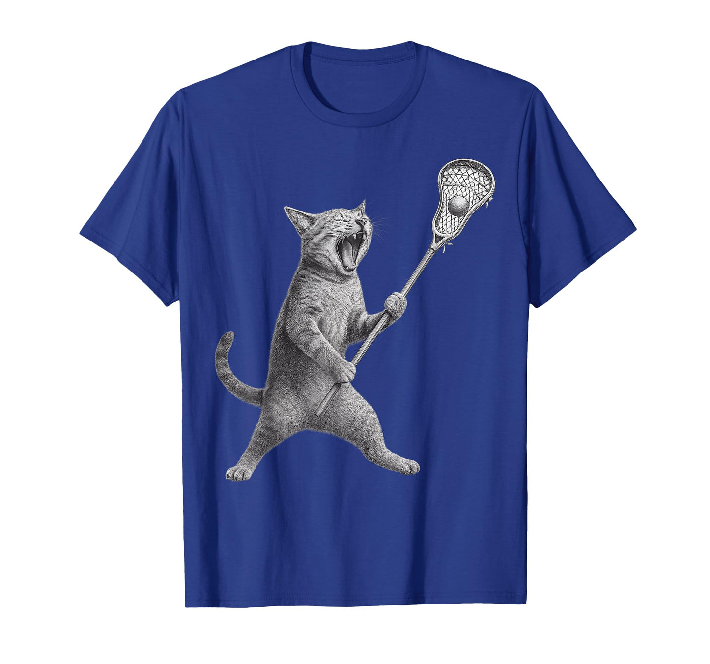 Cat Playing Lacrosse Stick Funny Lacrosse Cat T-Shirt