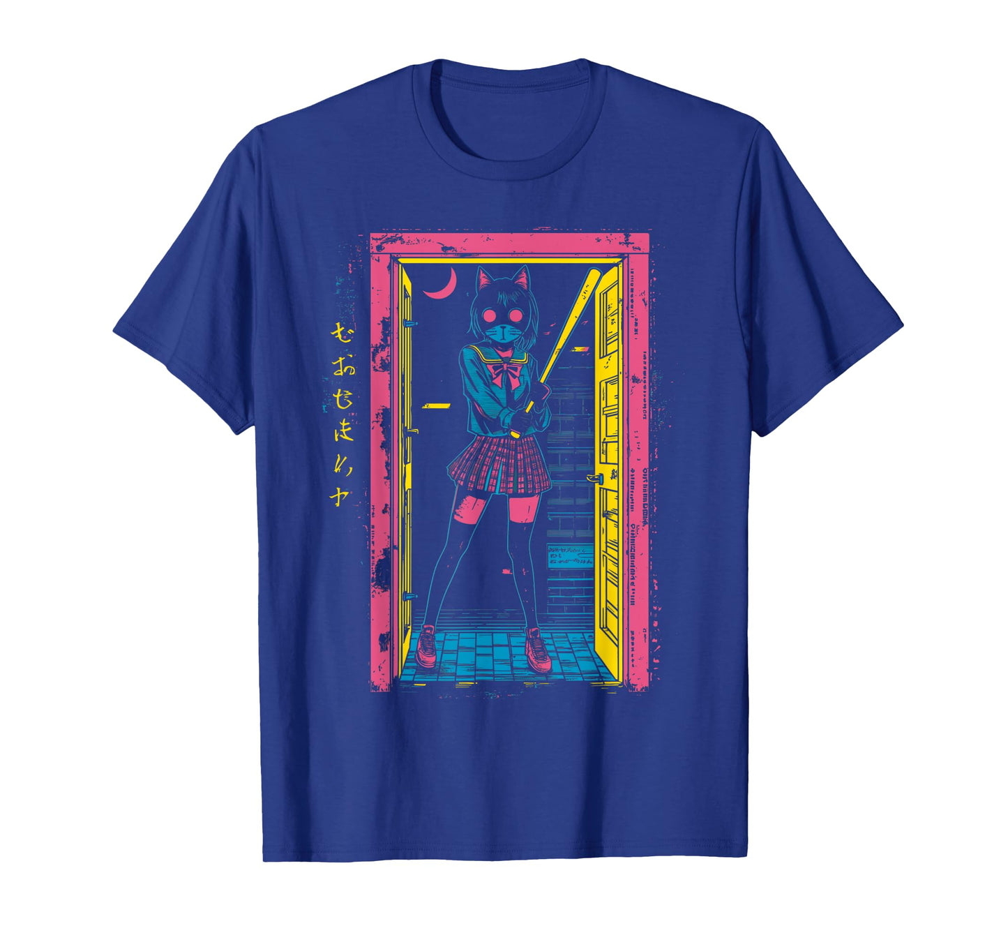 Creepy Girl Cat Grunge Slasher Pastel Goth Anime Horror T-Shirt