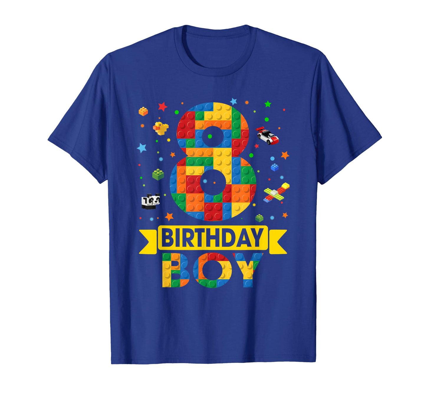 Kids Funny 8 Year Old Building Blocks 8th Birthday Boy T-Shirt