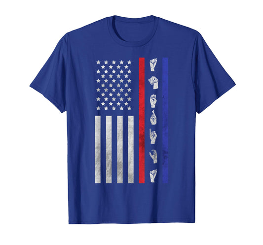 American Flag ASL Shirt American Sign Language America USA T-Shirt