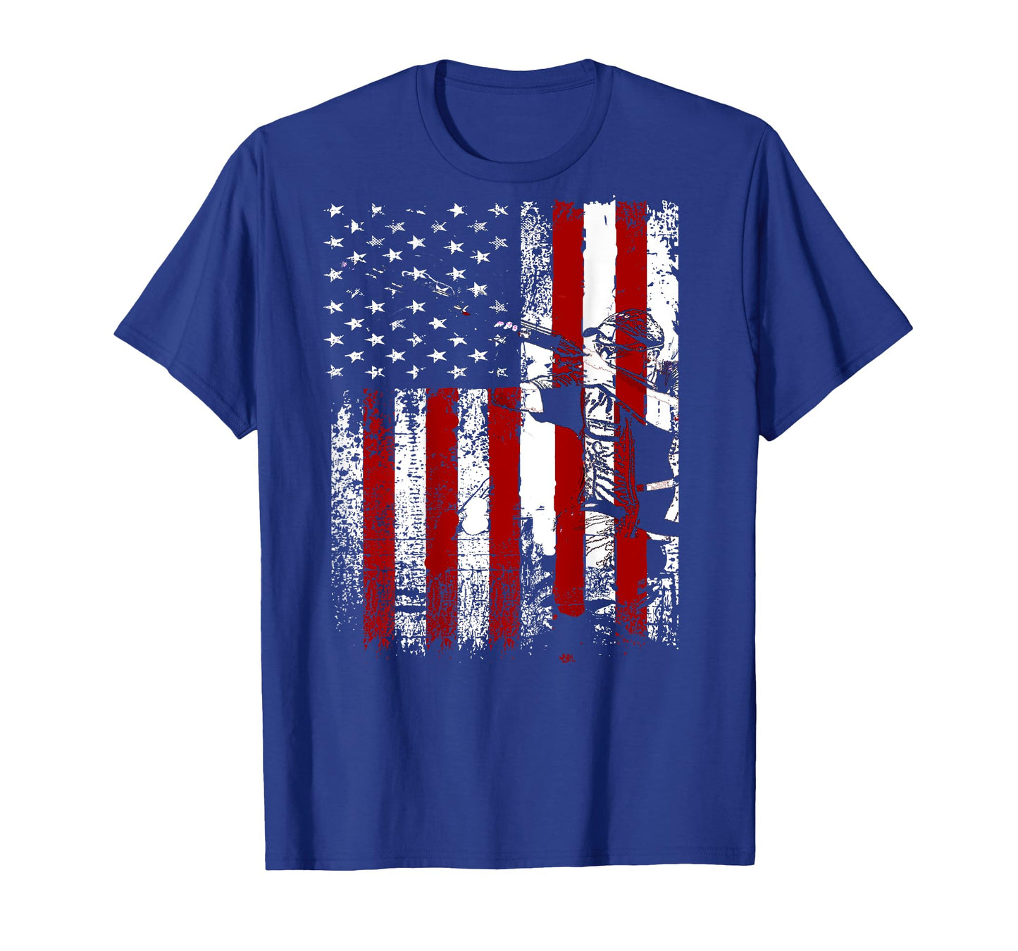 Patriotic American Flag Mens Women Sporting Clays Trap Skeet T-Shirt