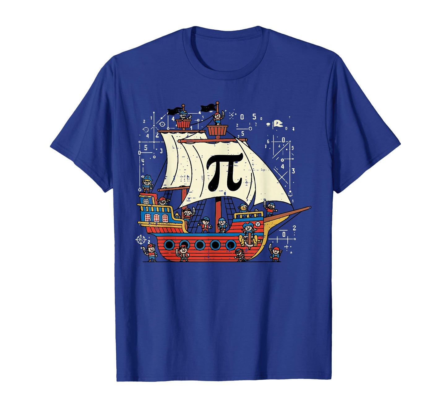 Pi Rate Pirate Ship Funny Math Pie Pun Men Boys Kids Women T-Shirt