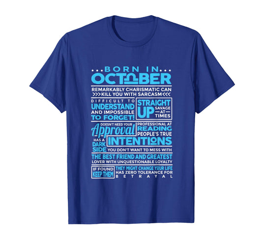 Born in October Libra Horoscope Birthday T-Shirt