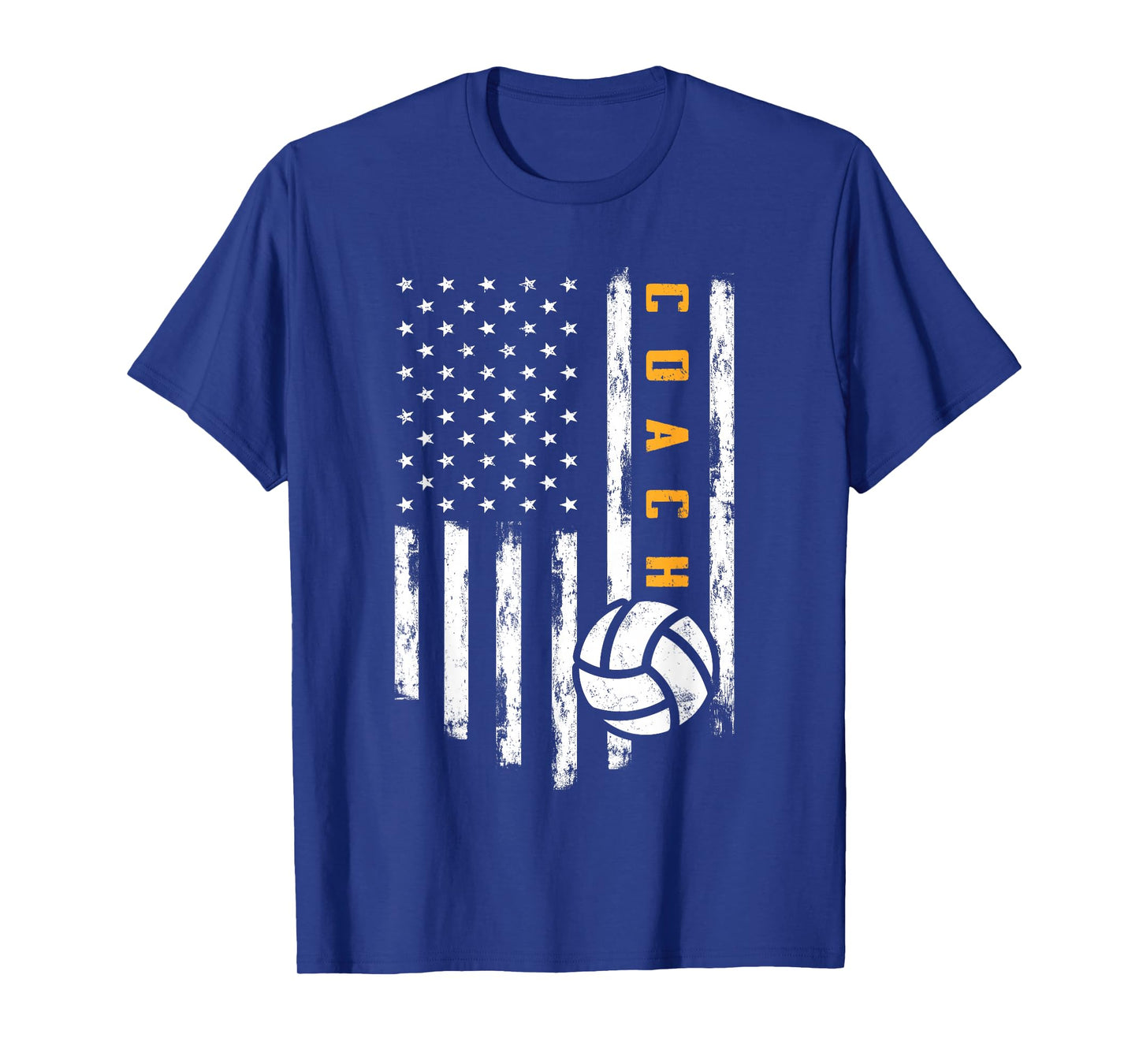 Volleyball Coach American Flag Design Funny Trainer Coaching T-Shirt