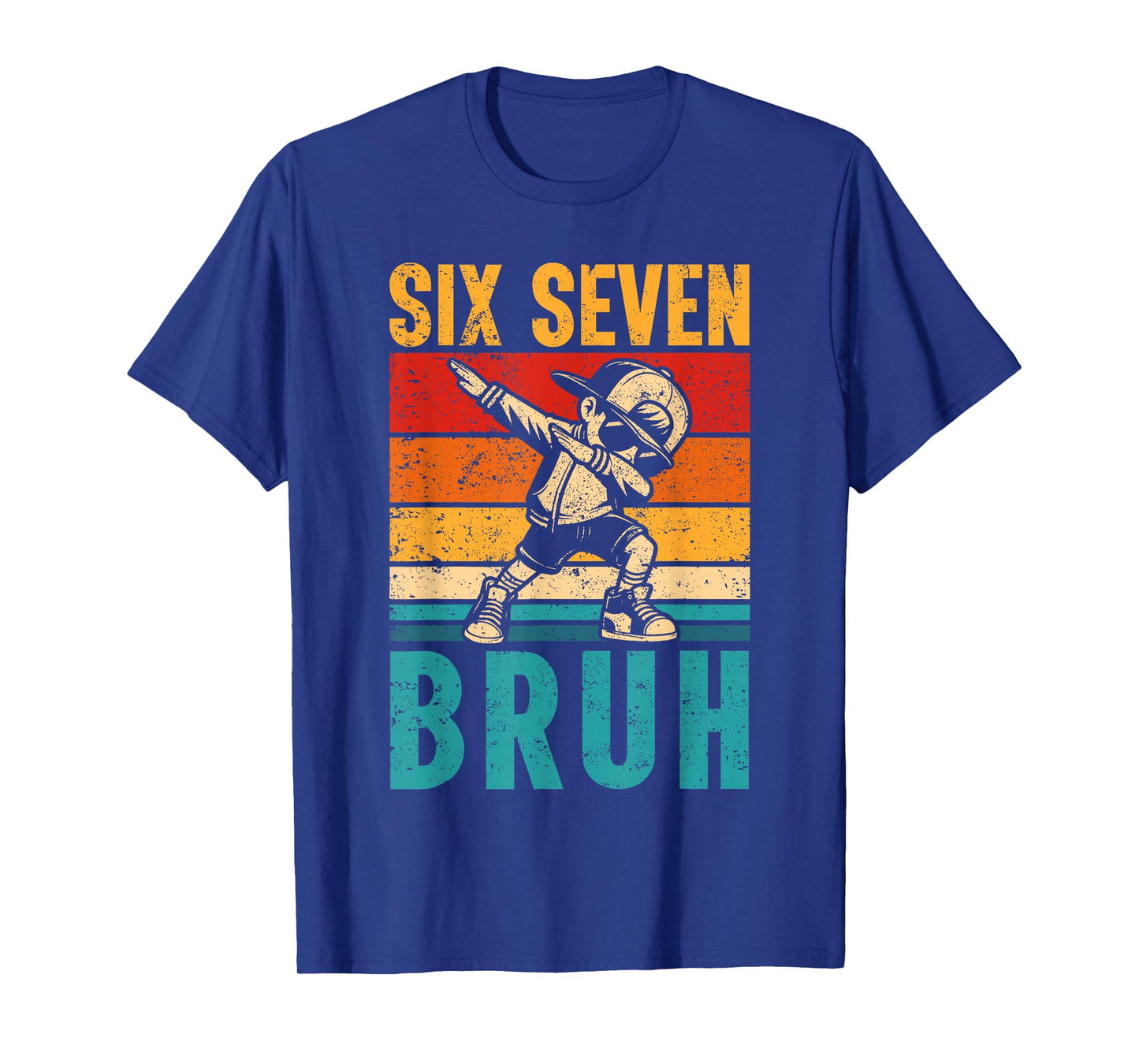 Vintage Dabbing Six Seven Bruh Funny Meme 6 7 Boys Mens T-Shirt