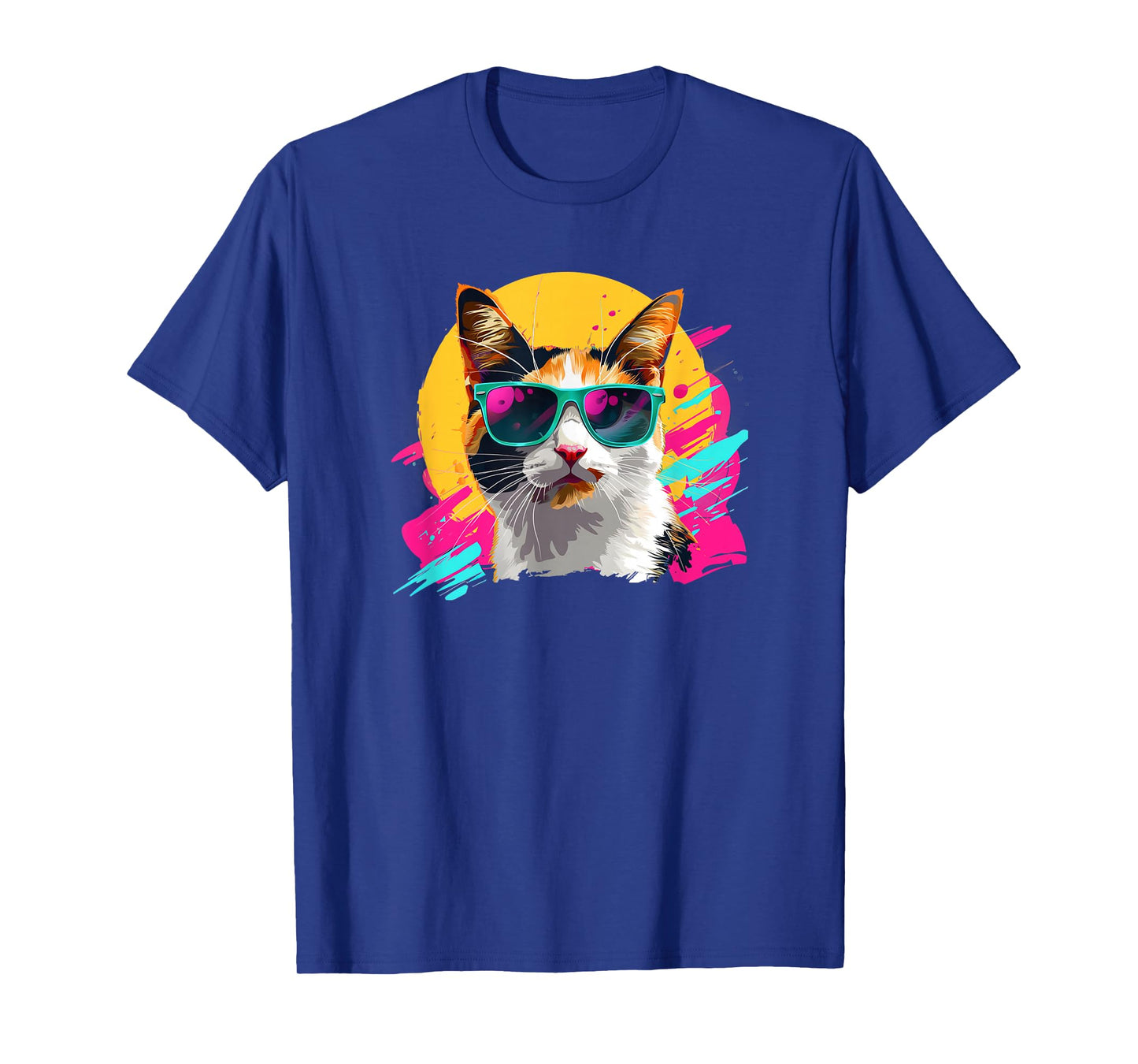Mens Womens Retro Vintage 80s Sunglasses Calico Cat Lover T-Shirt