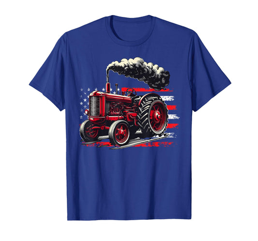 American Farmer Tractor American Flag Patriotic USA Farm T-Shirt