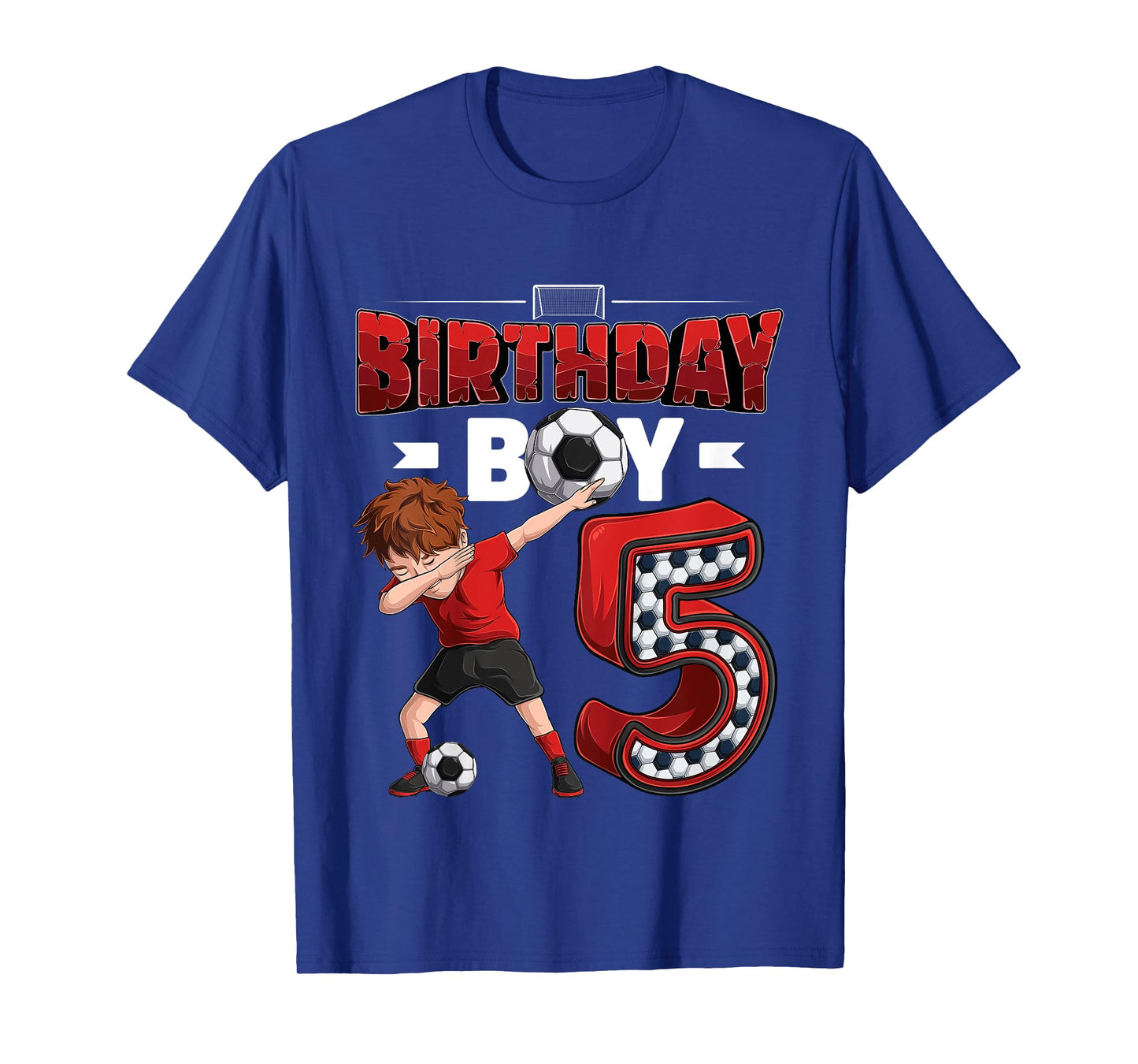Kids dabbing boy 5 year old Soccer Player 5th birthday party T-Shirt