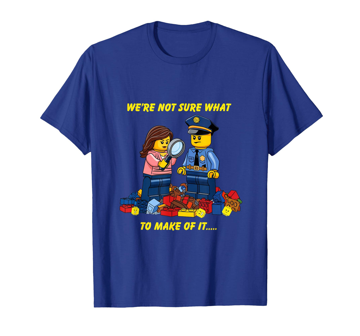 Building Bricks Police Crime Scene Blocks Builder Funny T-Shirt