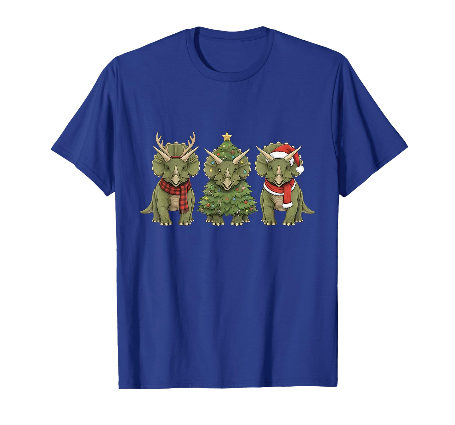 Santa Dinosaur Christmas Tree Triceratops Lover Xmas Pajama T-Shirt