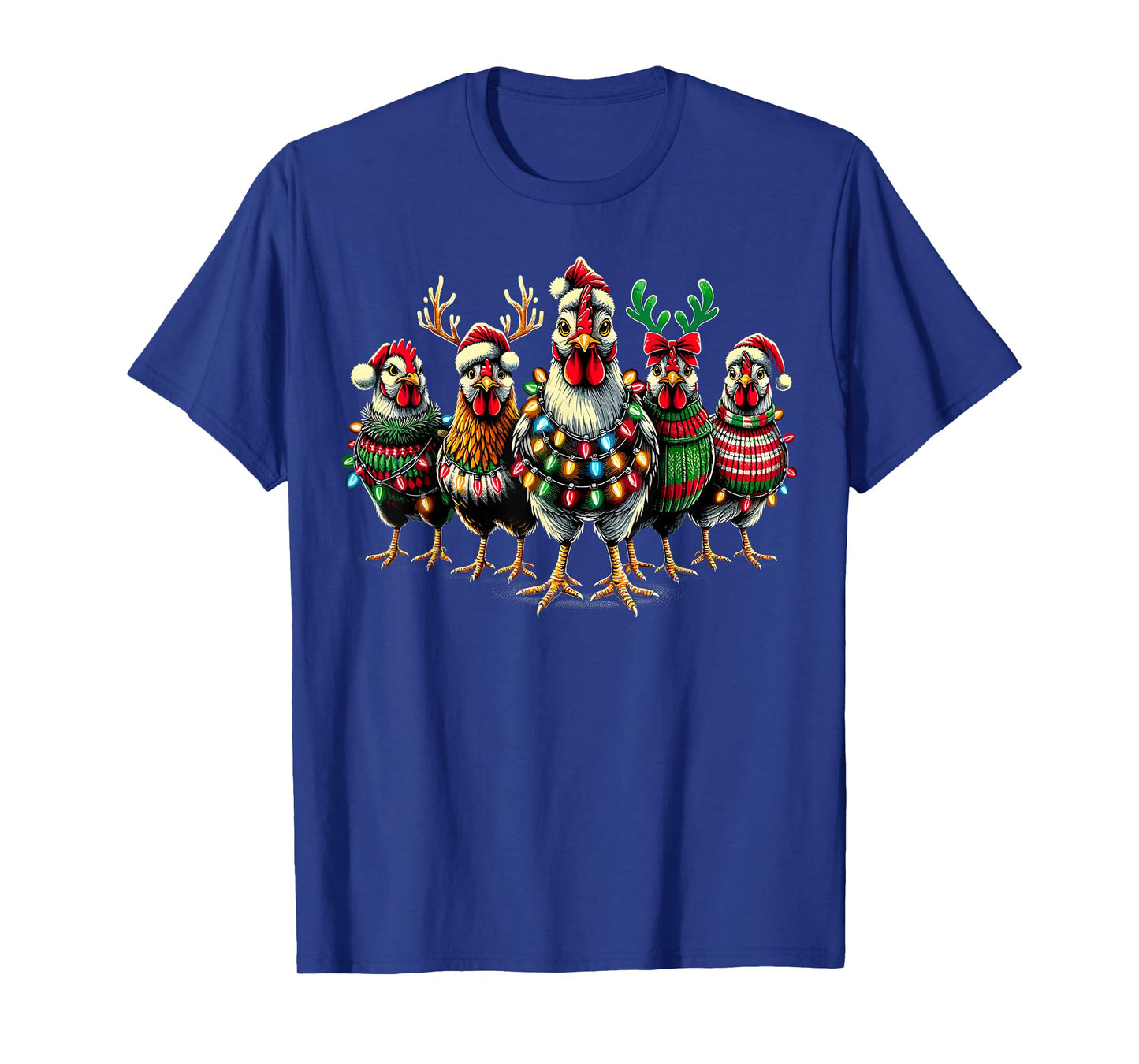 Christmas Chicken Lights Farm Xmas T-Shirt