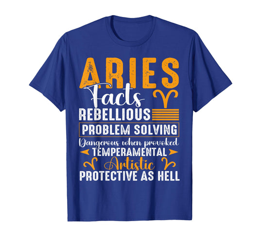 Aries Zodiac Facts Men Women Aries March April Birthday T-Shirt