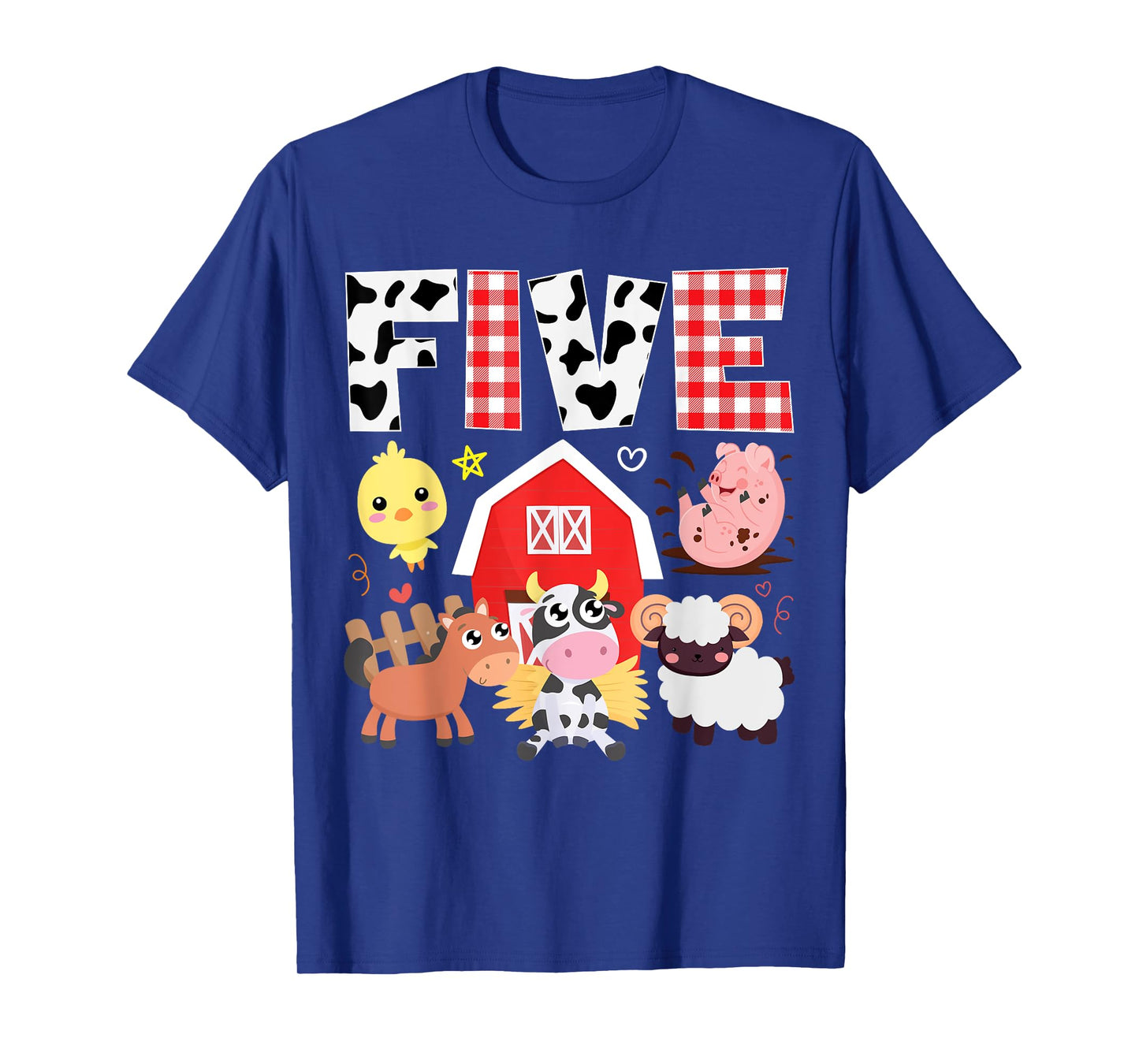 5th Birthday Five Year Old Farm Theme Animals Birthday Party T-Shirt