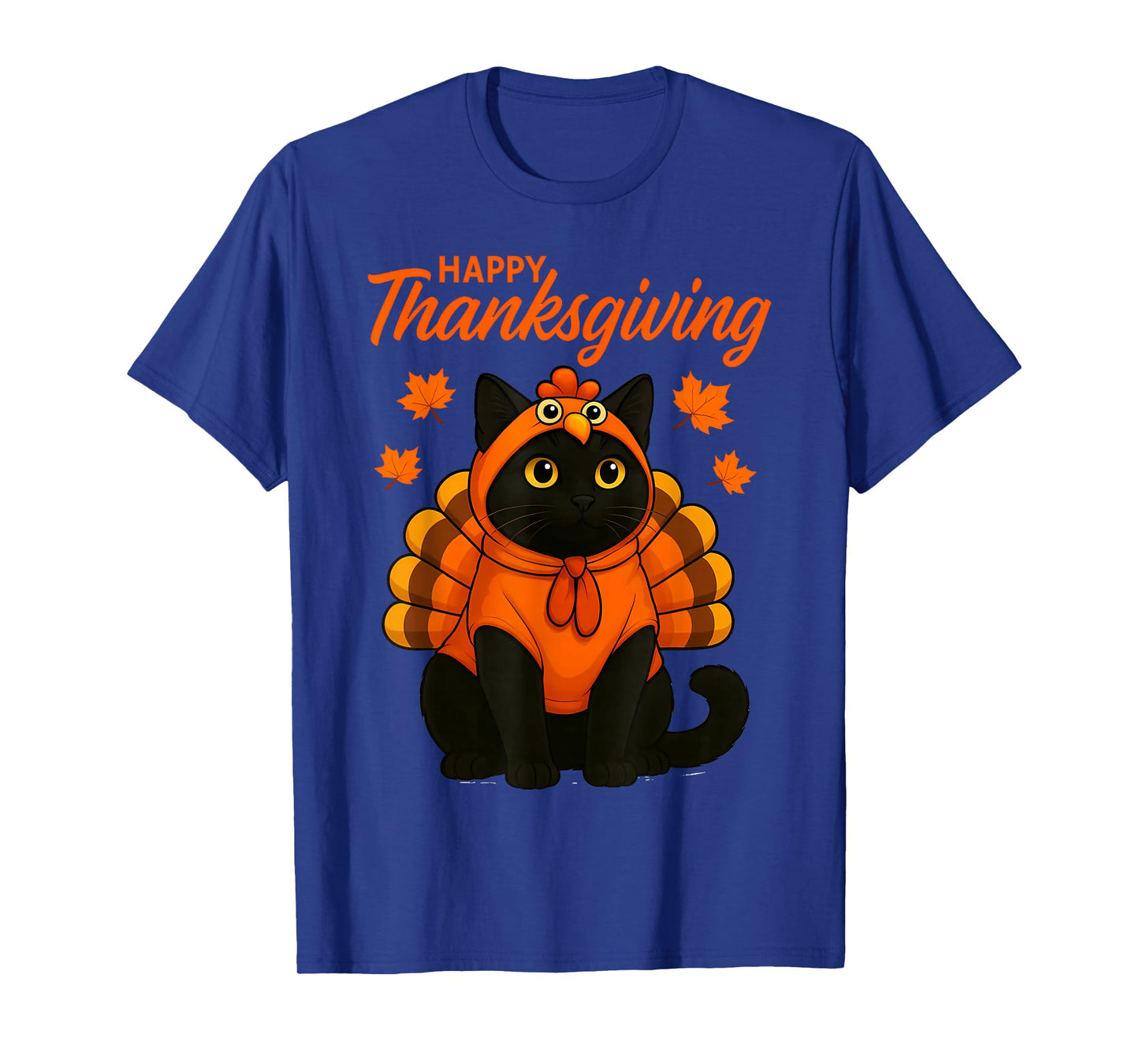 Cute Black Cat Turkey Happy Thanksgiving Fall Meow Cat Lover T-Shirt