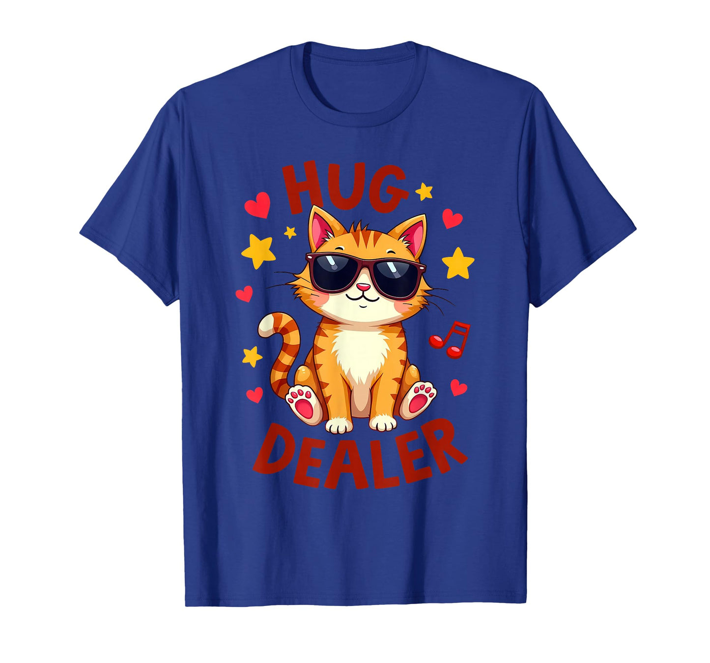 Hug Dealer Cute Cat with Sunglasses Design T-Shirt