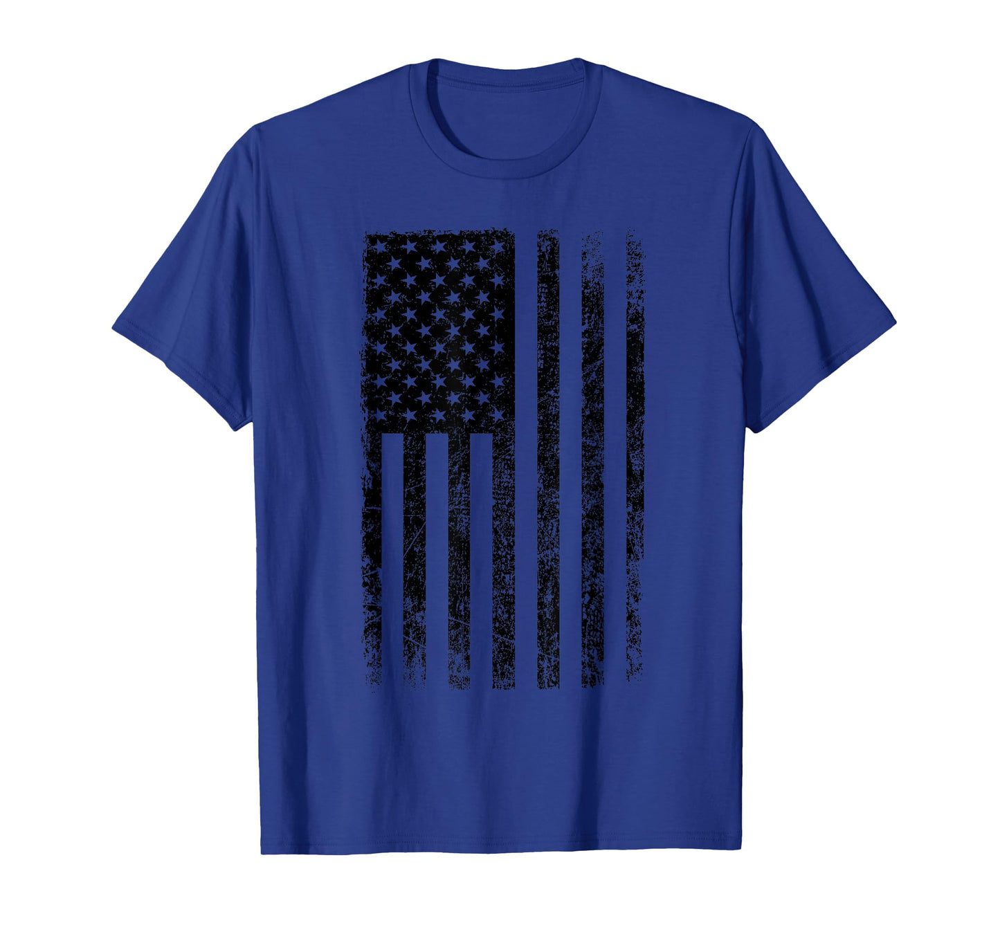 Distressed Black American Flag Worn Weathered Grunge T-Shirt