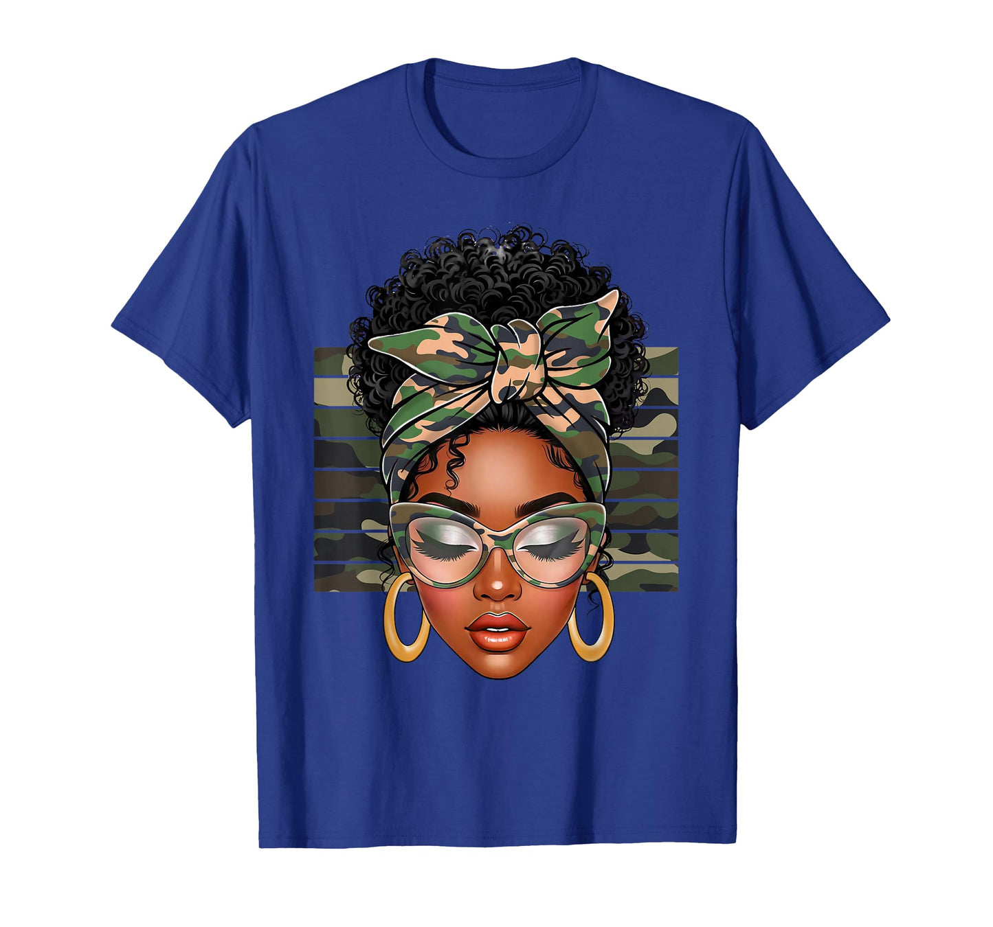 Afro Black Women African American Black History Month Camo T-Shirt