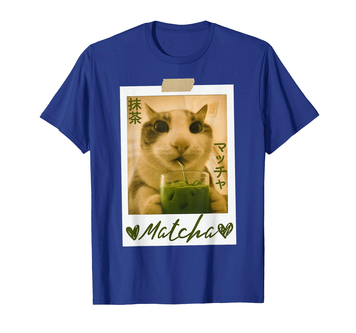 Funny Cat Drinking Matcha Cute Japanese Anime Cat Graphic T-Shirt