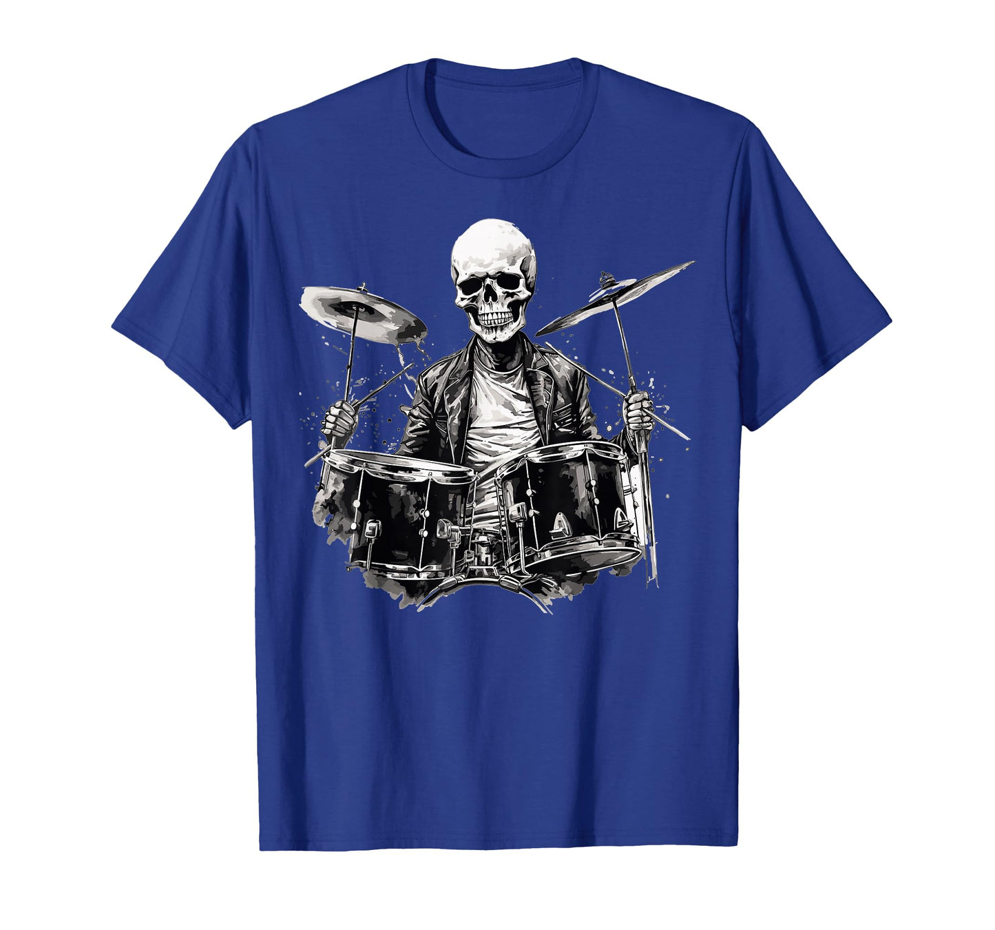 Skeleton Drummer Guy Rock And Roll Band Rock On Drum Kit T-Shirt